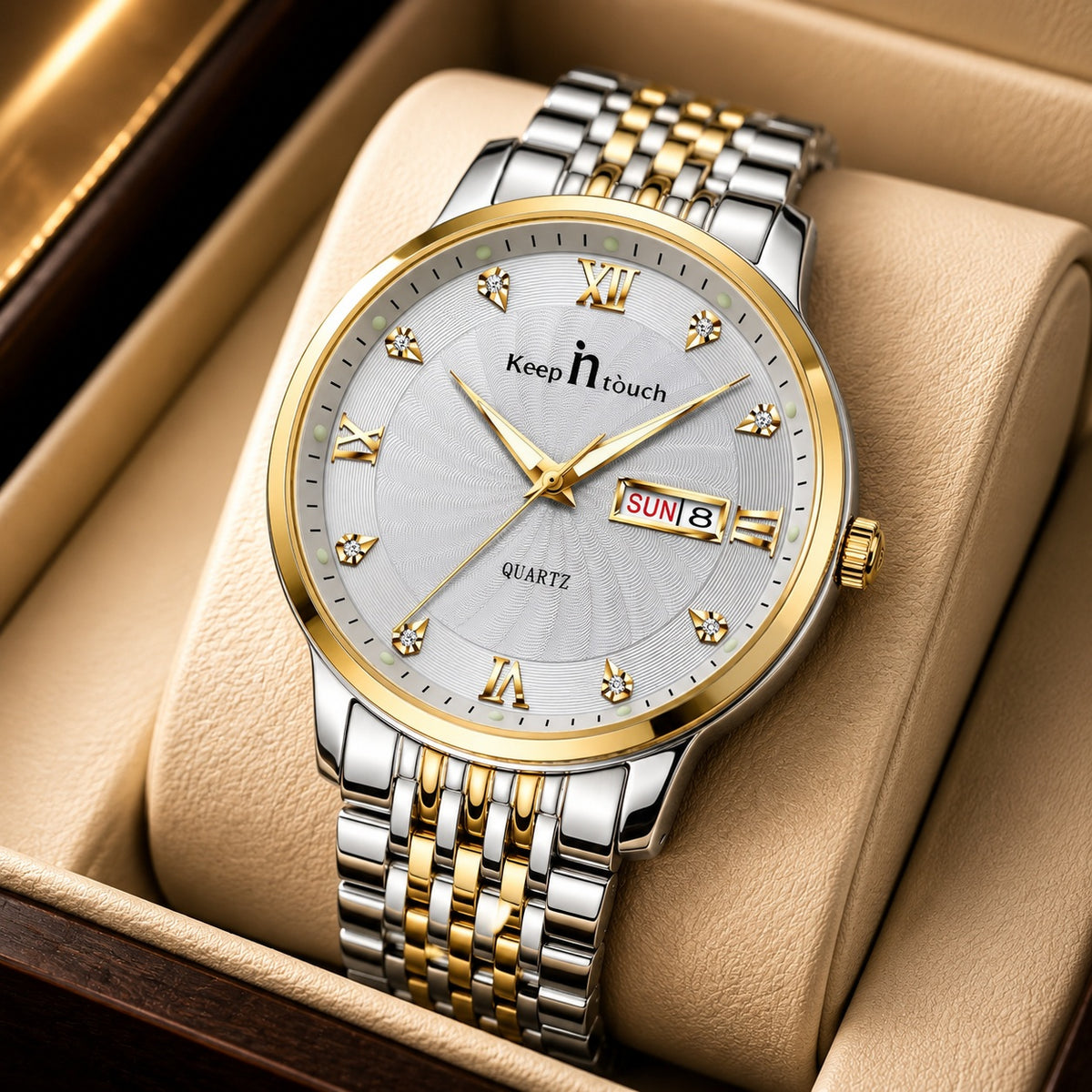 KnT-6617 Silver Black Watch - Silver Gold White