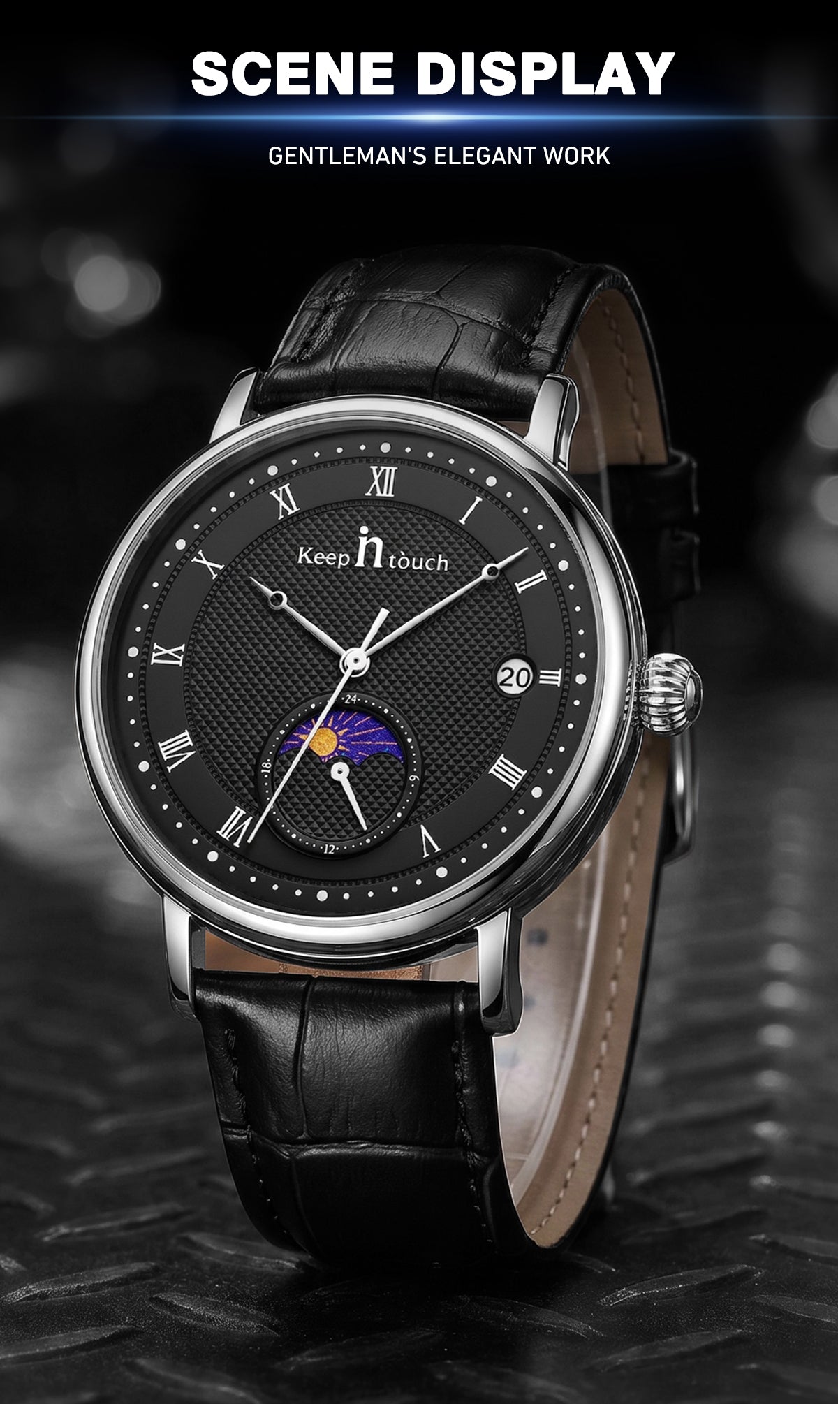 KnT-6620 Black Chronograph Watch - Black