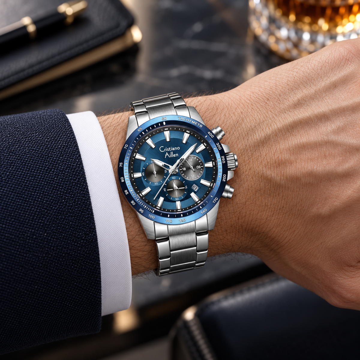 CA-8891 Multifunction Analog Watch - Silver Blue