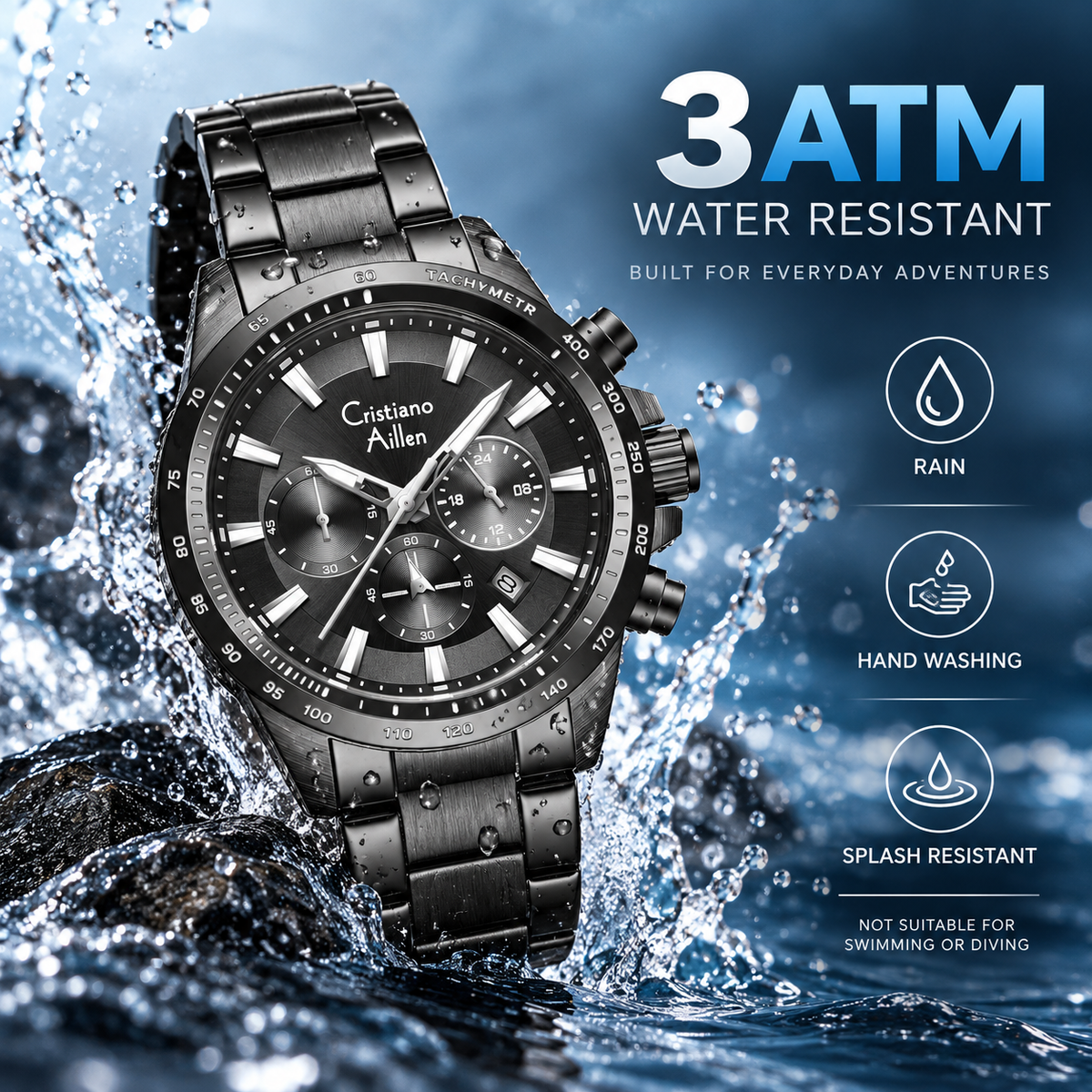 CA-8891 Multifunction Analog Watch - Black