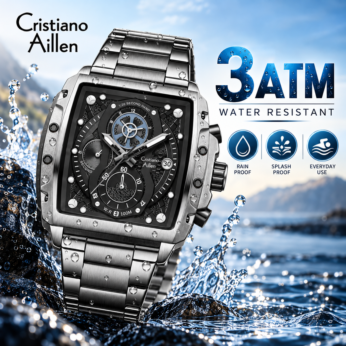 CA-8916 Chronograph Watch - Silver Black