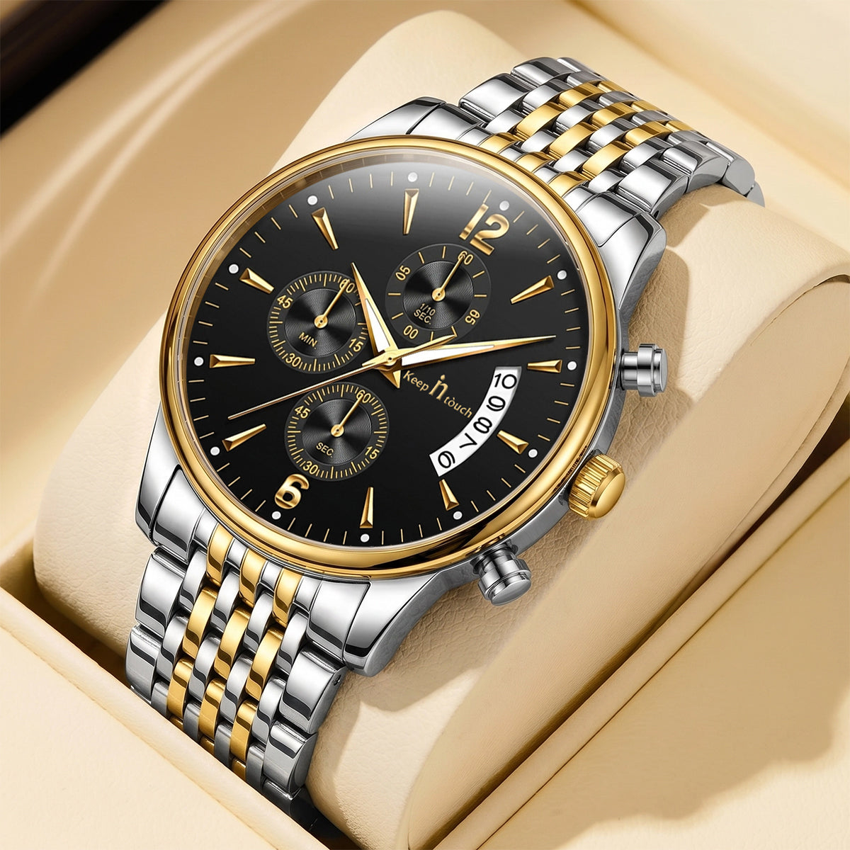 KnT-1020 Steel Chronograph Watch - Silver Gold Black
