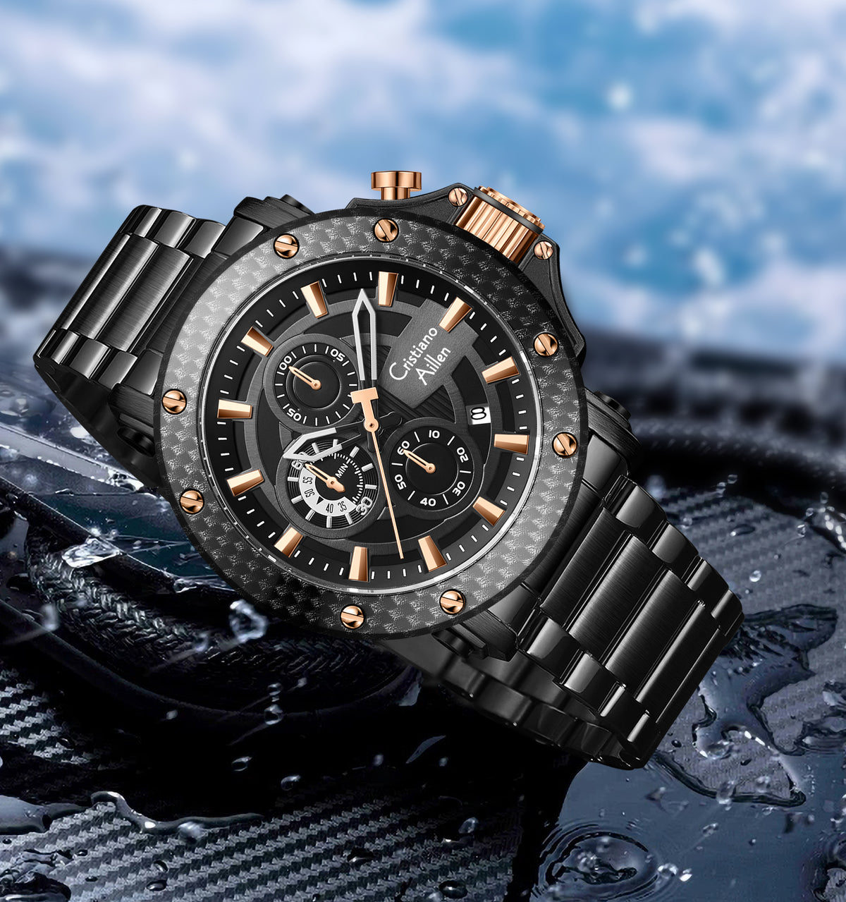 CA-9842 Chronograph Watch - Black Gold
