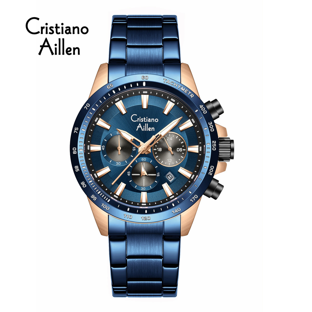 CA-8891 Multifunction Analog Watch - Blue Rose Gold