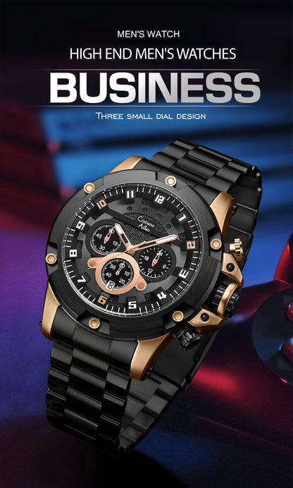 CA-9838 Multifunction Chronograph Watch - Black Rose Gold