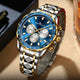 KnT-1027 Tachymeter Chronograph Watch - Silver Gold Blue