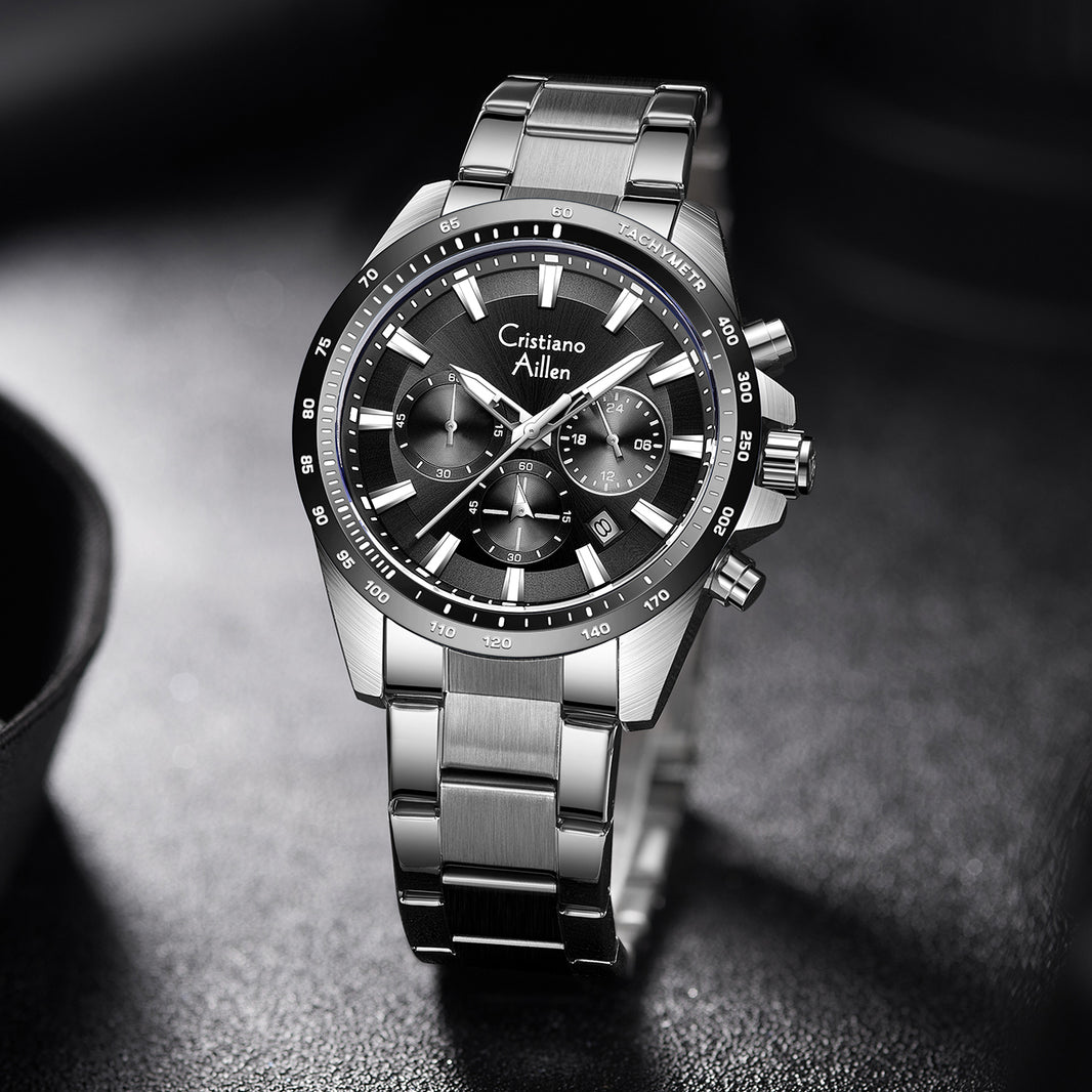 CA-8891 Multifunction Analog Watch - Silver Black - Silver Black