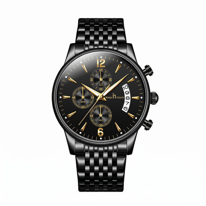 KnT-1020 Steel Chronograph Watch - Black-Blue