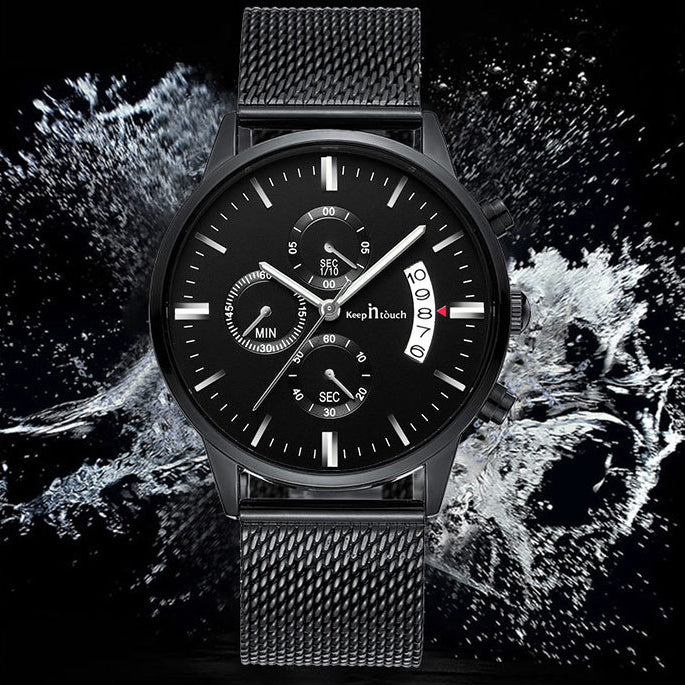 KnT-1024 Mesh Classic Watch - Black-Blue - Black-Blue