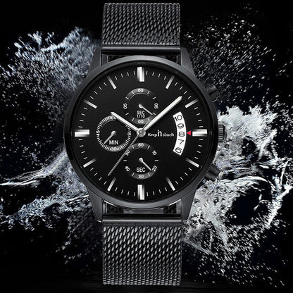 KnT-1024 Mesh Classic Watch - Black-Blue