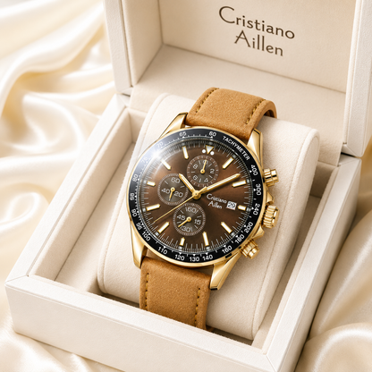 CA-1028 Leather Chronograph Watch - Brown