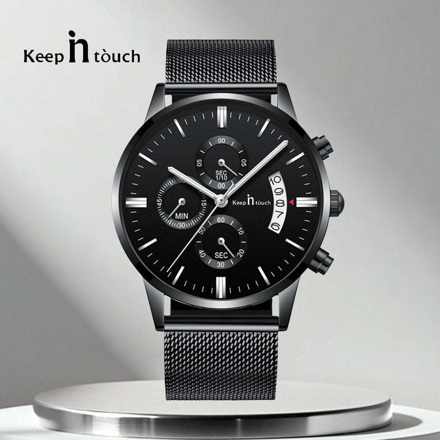 KnT-1024 Mesh Classic Watch - Black-Blue