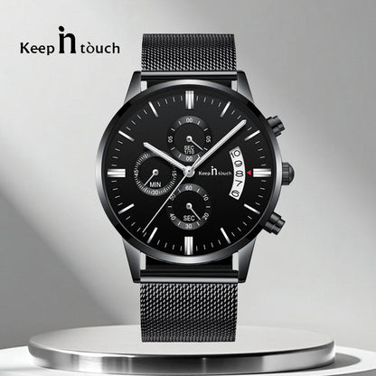 KnT-1024 Mesh Classic Watch - Black-Blue