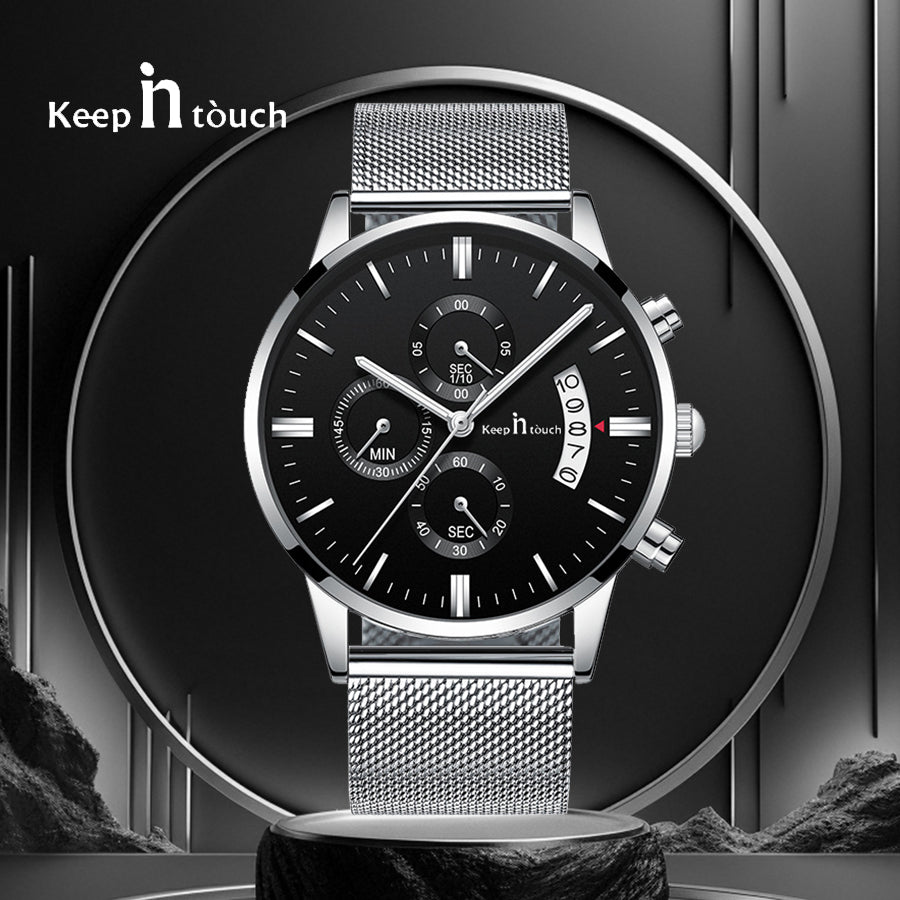 KnT-1024 Mesh Classic Watch - Silver Black