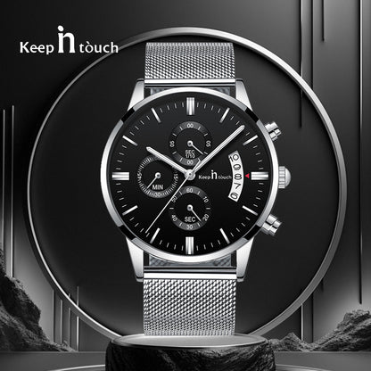 KnT-1024 Mesh Classic Watch - Silver Black