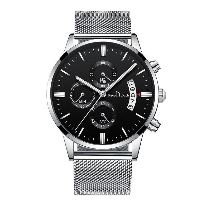 KnT-1024 Mesh Classic Watch - Silver Black