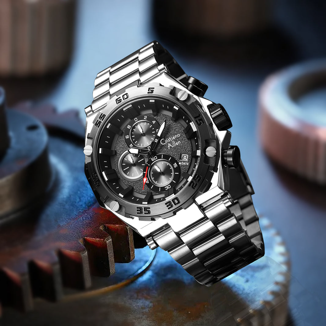 CA-9840 Chronograph Watch - Silver Black - Silver Black