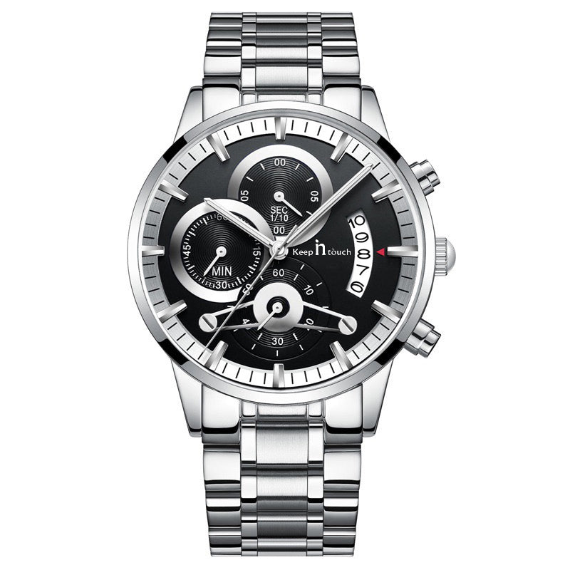 KnT-1025 Moonphase Chronograph Watch - Silver Black
