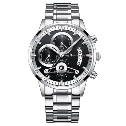 KnT-1025 Moonphase Chronograph Watch - Silver Black