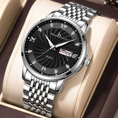 KnT-6617 Silver Black Watch - Silver Black