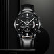 KnT-1023 Leather Chronograph Watch - Black-Blue