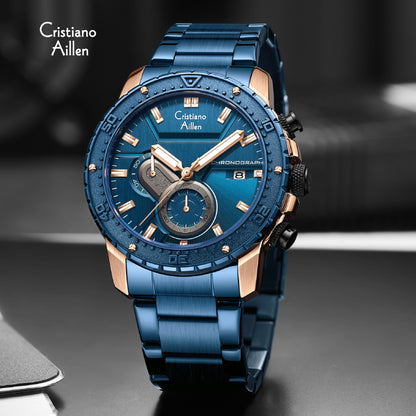 CA-8900 Chronograph Watch - Blue Rose Gold