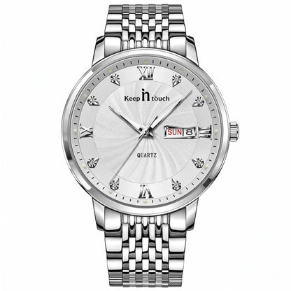 KnT-6617 Silver Black Watch - Silver