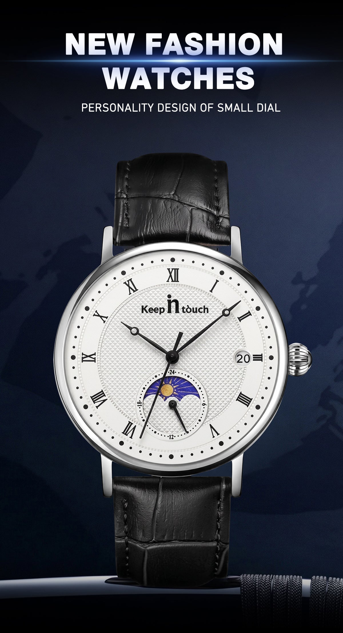 KnT-6620 Black Chronograph Watch - Black Silver