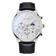 KnT-1022 Leather Chronograph Watch - Silver Black