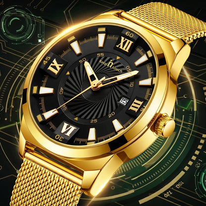 KnT-6615 Analog Watch - Gold Black