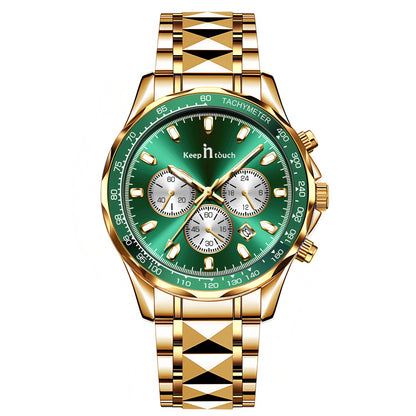 KnT-1027 Tachymeter Chronograph Watch - Gold Green