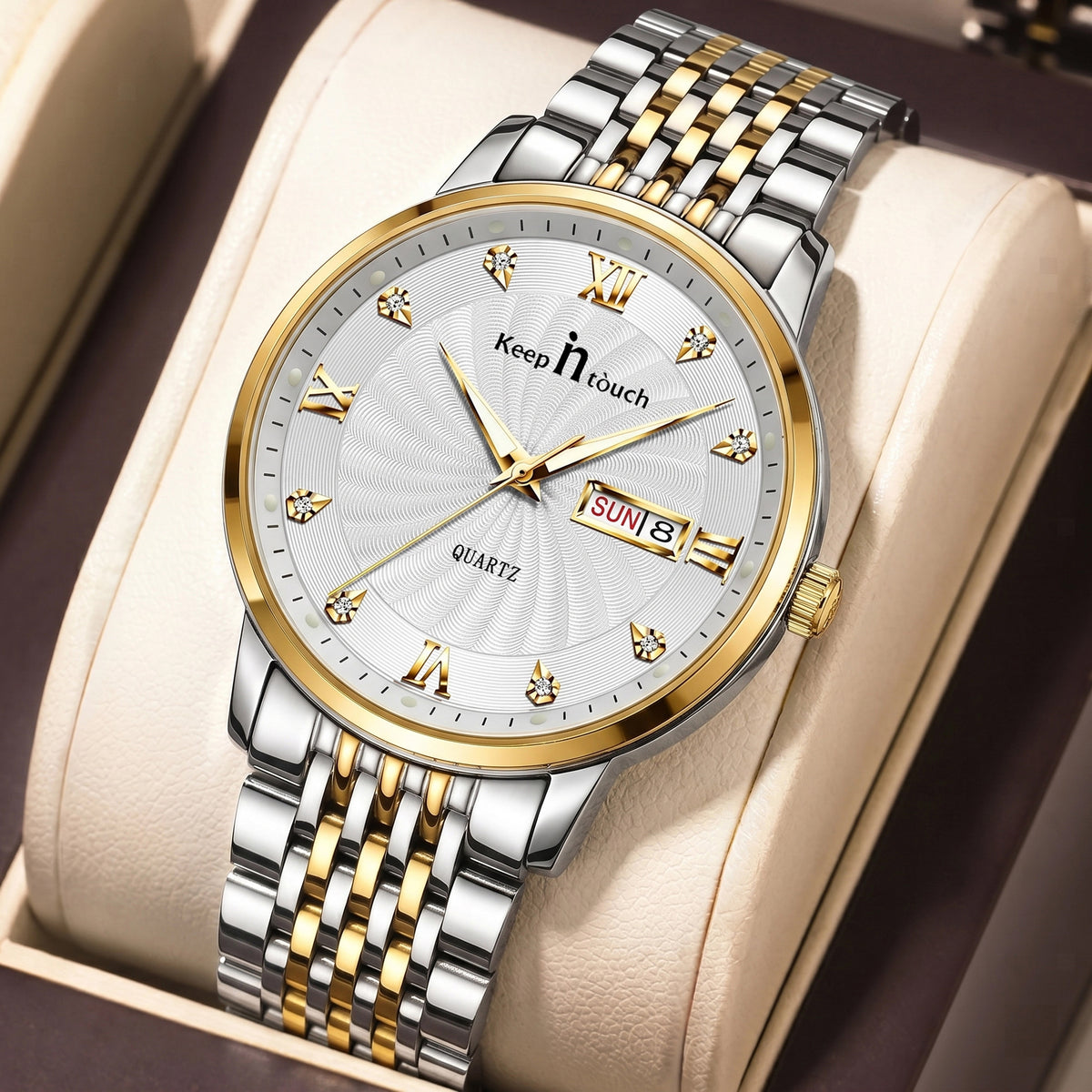 KnT-6617 Silver Black Watch - Silver Gold White