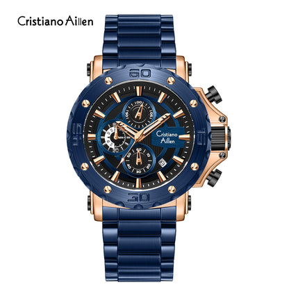 CA-9841 Chronograph Watch - Blue Rose Gold