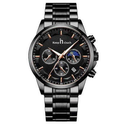 KnT-1026 Moonphase Multifunction Watch - Black-Blue