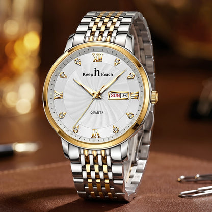 KnT-6617 Silver Black Watch - Silver Gold White
