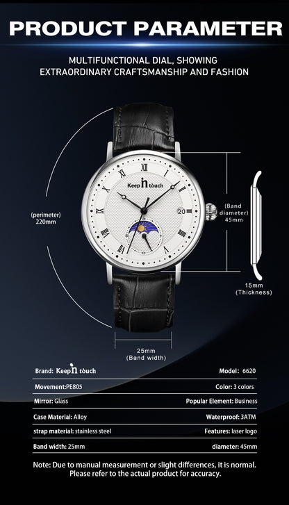 KnT-6620 Black Chronograph Watch - Black Silver