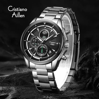CA-8890 Multifunction Analog Watch - Silver Black