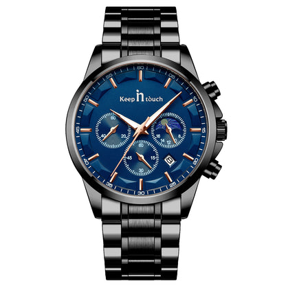 KnT-1026 Moonphase Multifunction Watch - Black Blue