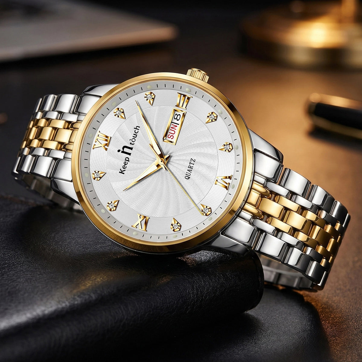 KnT-6617 Silver Black Watch - Silver Gold White