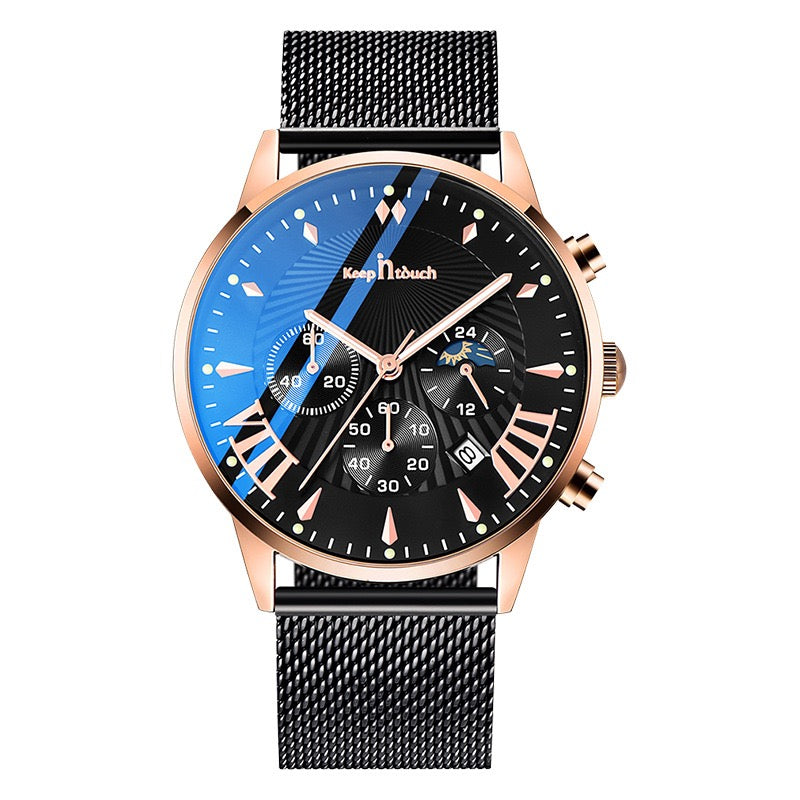 KnT-1021 Mesh Strap Watch - Black Rose Gold