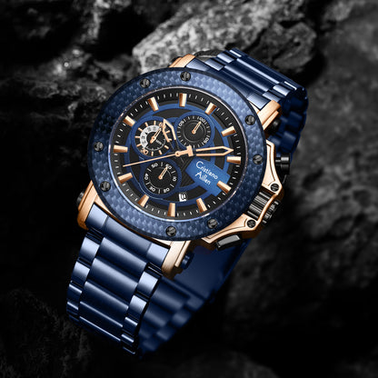 CA-9842 Chronograph Watch - Blue Rose Gold