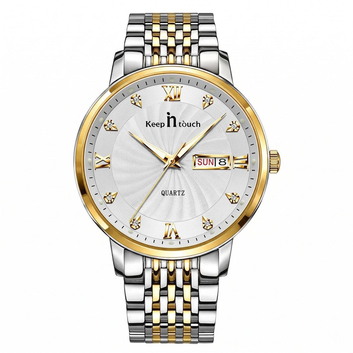 KnT-6617 Silver Black Watch - Silver Gold White