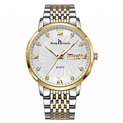 KnT-6617 Silver Black Watch - Silver Gold White