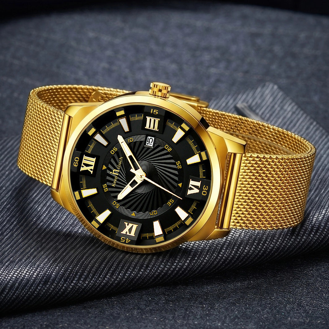 KnT-6615 Analog Watch - Gold Black - Gold Black