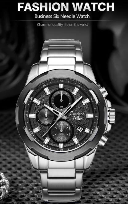 CA-8888 47mm Chronograph Watch - Silver Black