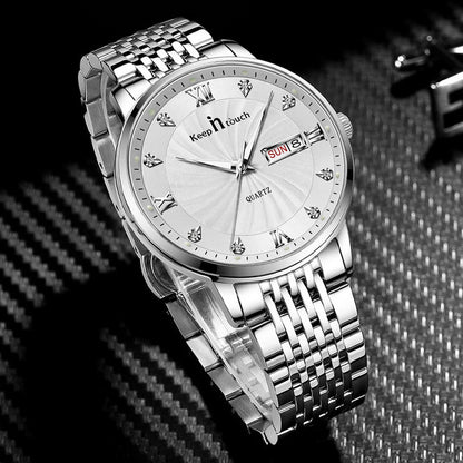 KnT-6617 Silver Black Watch - Silver