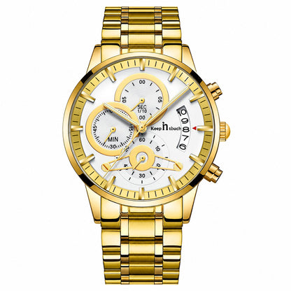 KnT-1025 Moonphase Chronograph Watch - Gold White
