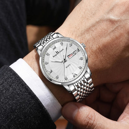 KnT-6617 Silver Black Watch - Silver