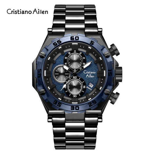 CA-9840 Chronograph Watch - Black-Blue