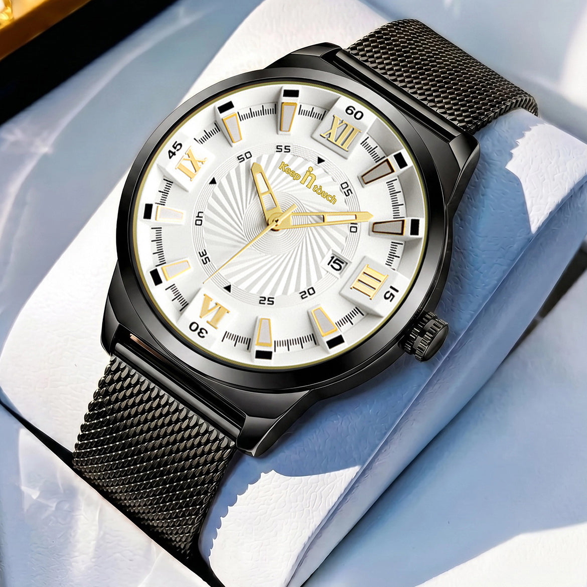 KnT-6615 Analog Watch - Black Silver
